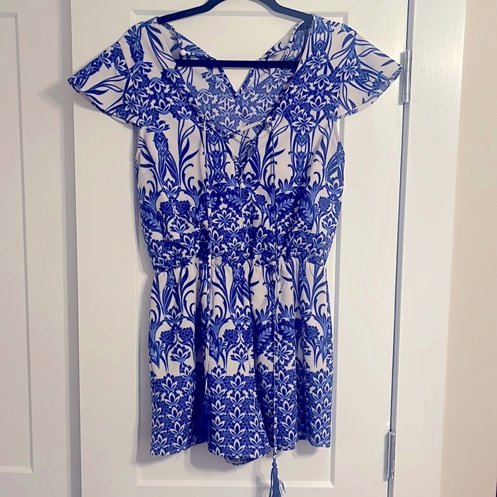 White & Blue Romper